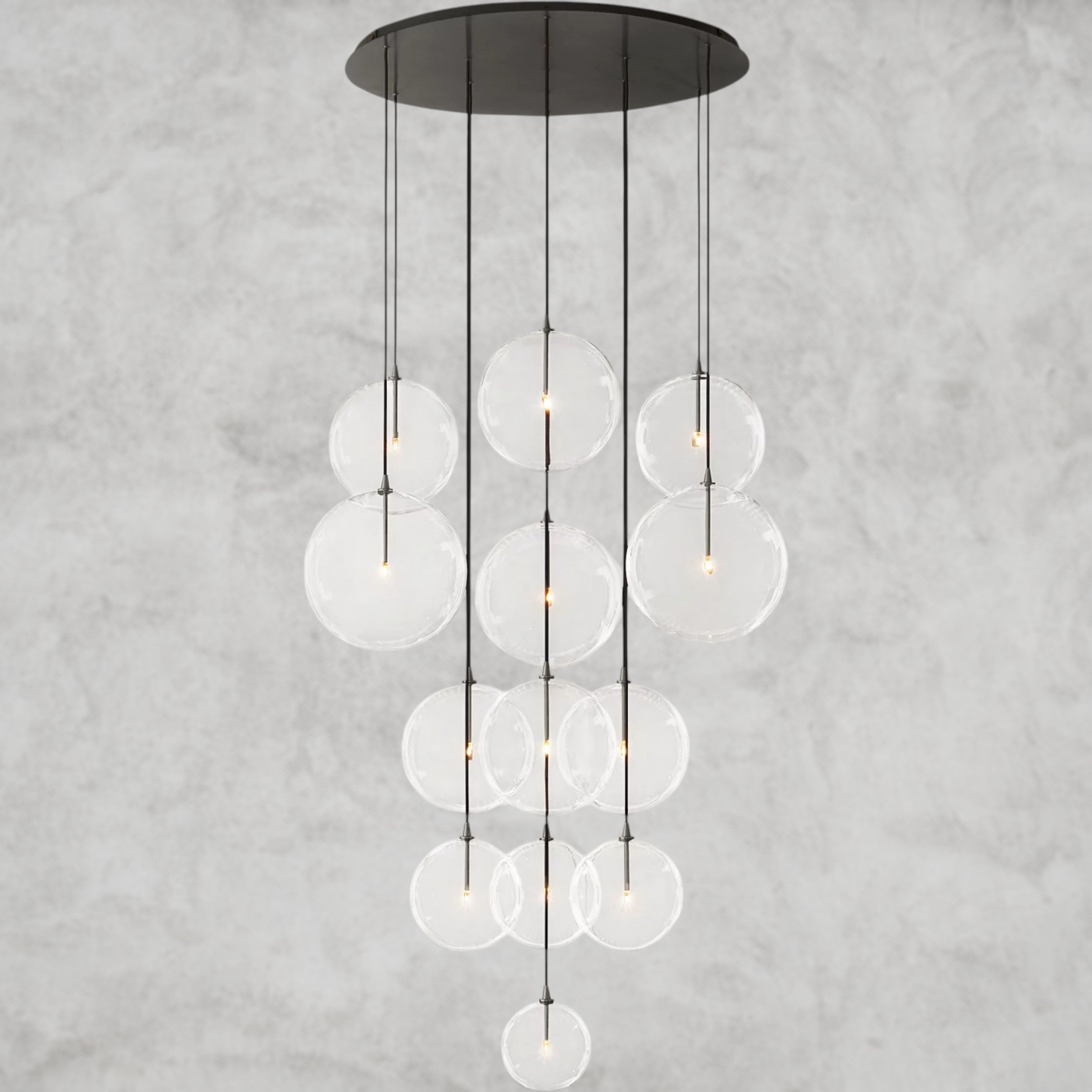 Glass Globe Mobile Cluster Chandelier 28", 44"